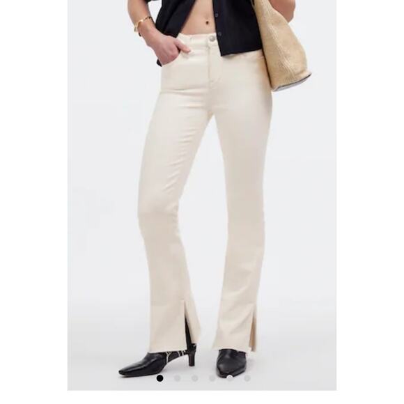 New Madewell Kick Out Full-Length Jeans Ivory Off White Sz 24 Waist Split Hem - Picture 1 of 11